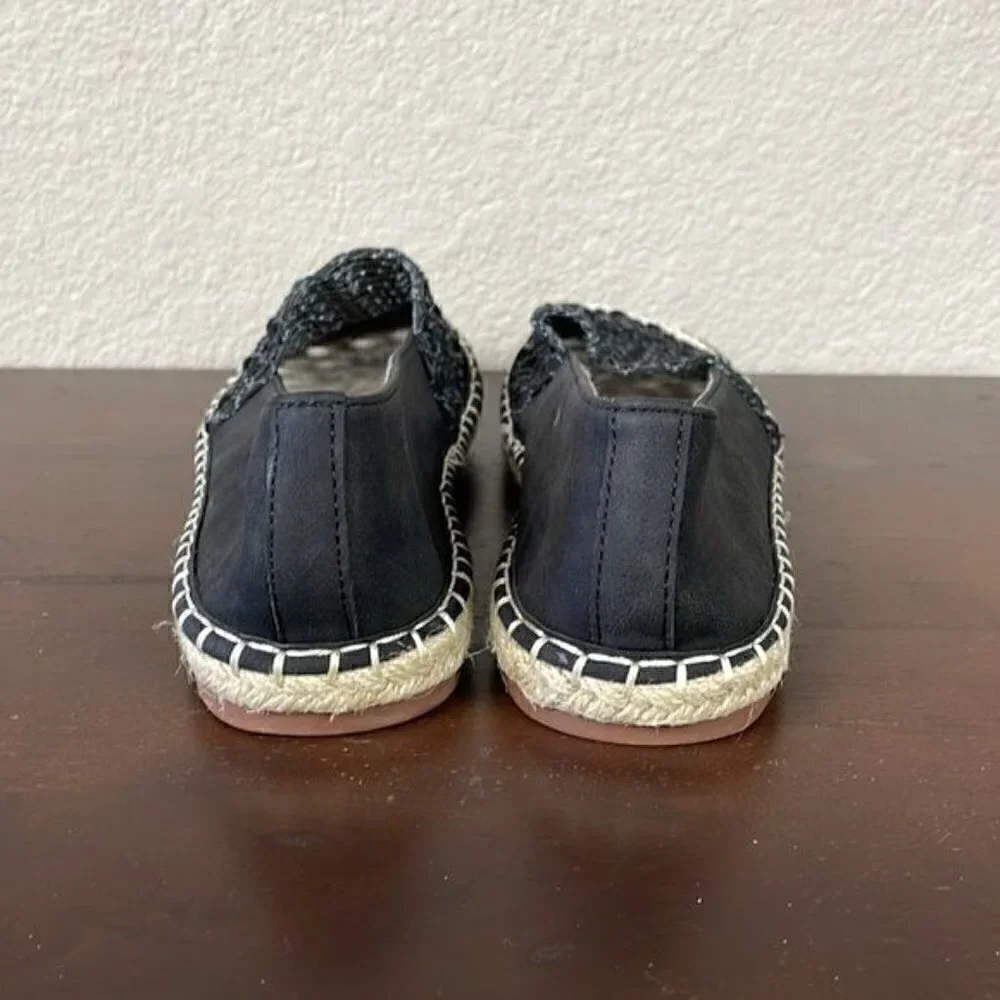 New Wanted Bristal Open Weave Cap Toe Espadrille Flats Loafer Shoes Black 6.5